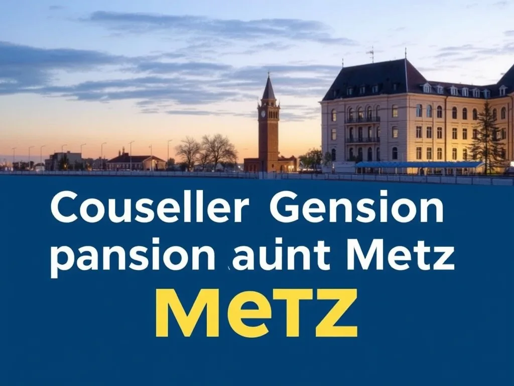 Bureau de conseiller en gestion de patrimoine à Metz, avec plan de la ville, documents financiers, calculatrice et vue sur