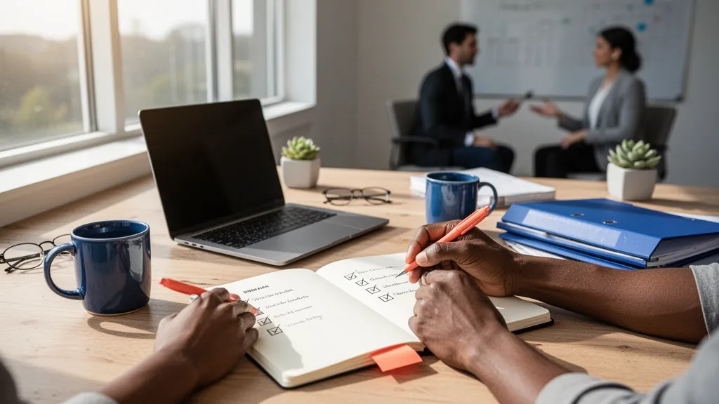 Une main tenant une carte de formation devant un écran affichant un calendrier et des modules de cours