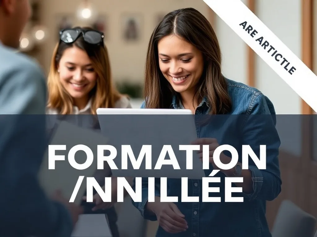 Une main tenant un téléphone affichant l'écran Mon Compte Formation, à côté d'un ordinateur portable ouvert sur un tableau de bord et d'une tasse de café, le tout sur un bureau clair