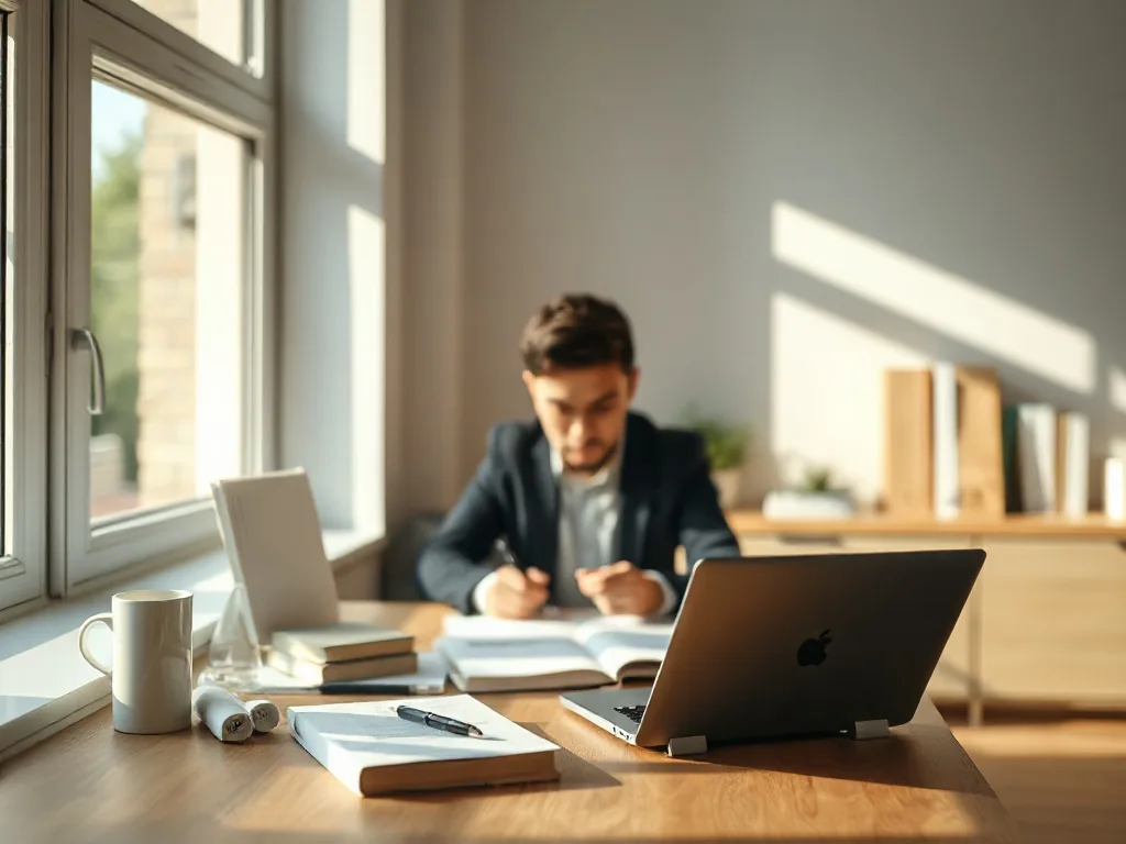 Un ordinateur portable affichant la plateforme Mon Compte Formation, à côté d'une carte cadeau déchirée et d'une tasse de café, sous une lumière crue de bureau.