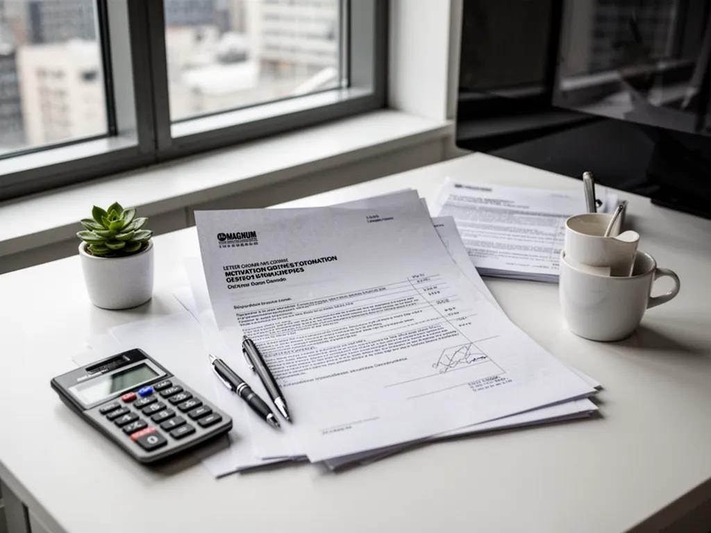 Bureau d'une gestionnaire de paie avec bulletins de salaire et calculatrice
