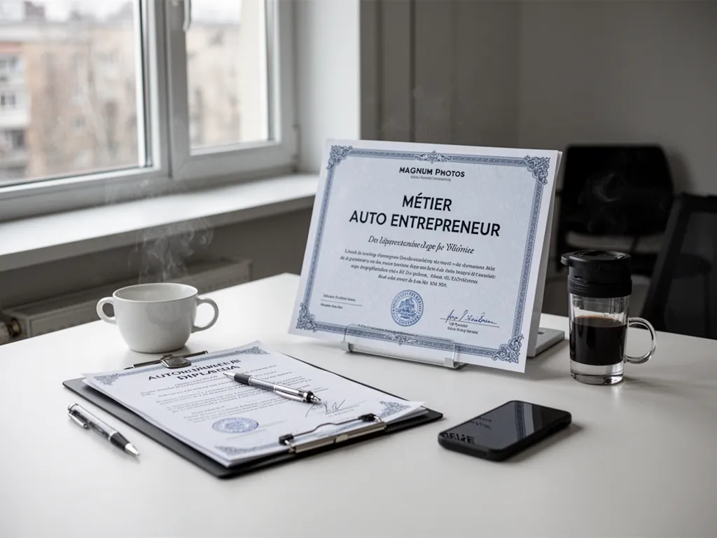 Personne travaillant sur son ordinateur portable dans un café, carnet et tasse à côté