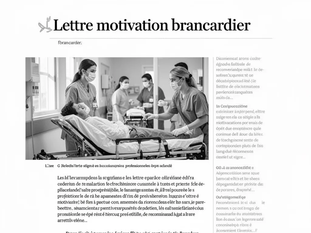 Lettre de motivation pour devenir brancardier : guide pratique et exemples concrets